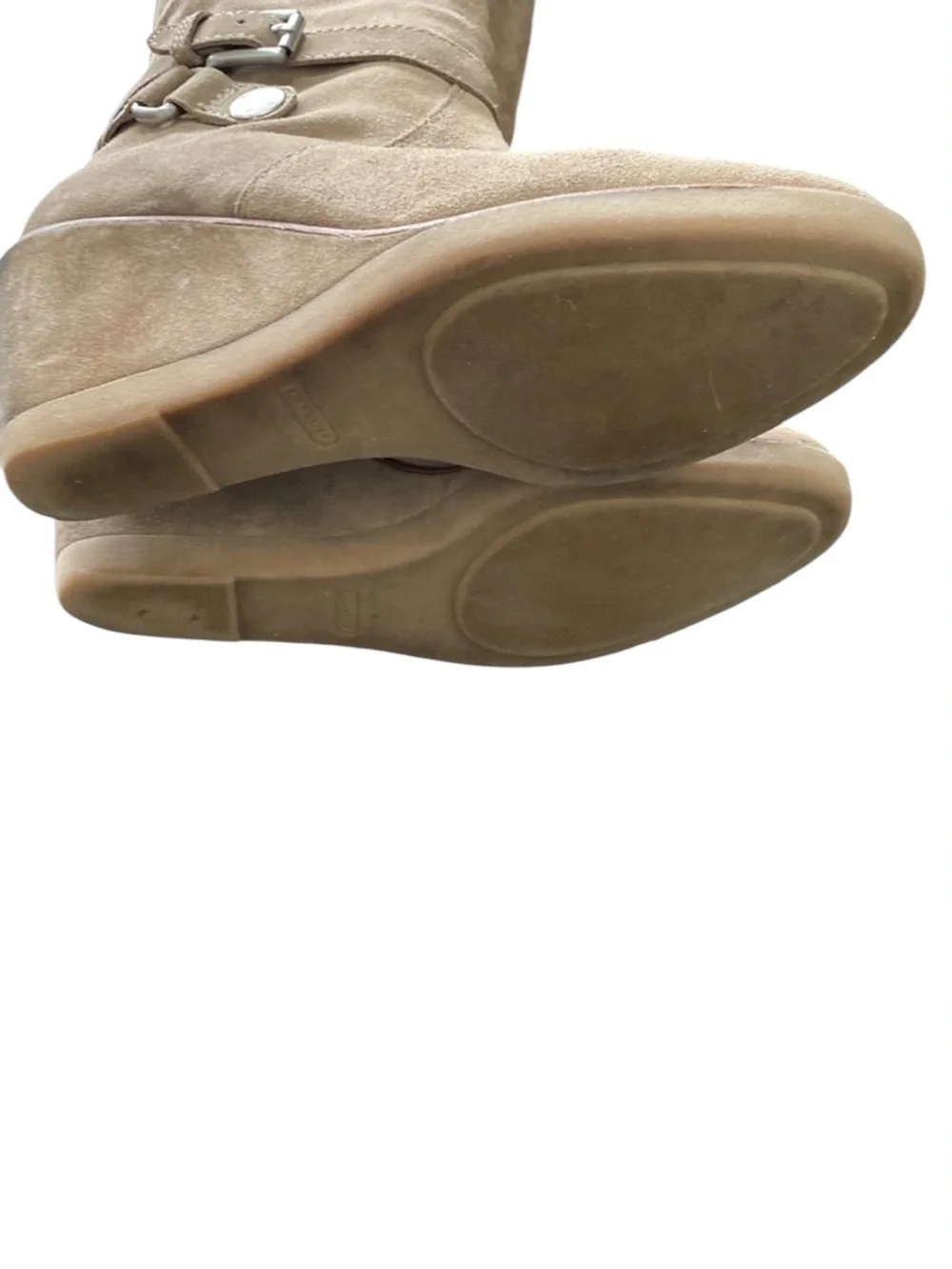 COACH Candid Suede Knee-High Wedge Boots in Clay (Tan) Size 8